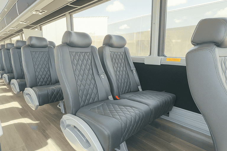 interior of Cleveland Coach Bus Service charter bus