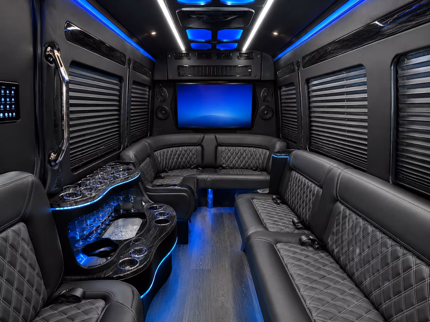cleveland 25 passenger party bus inside