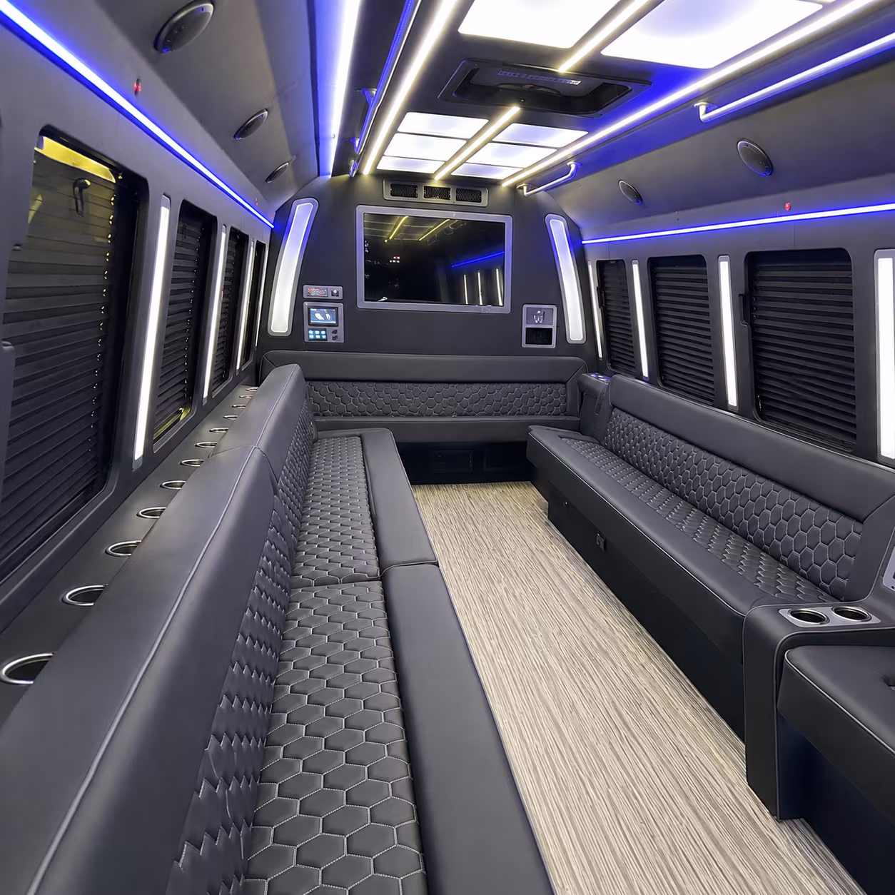 cleveland 40 passenger party bus inside