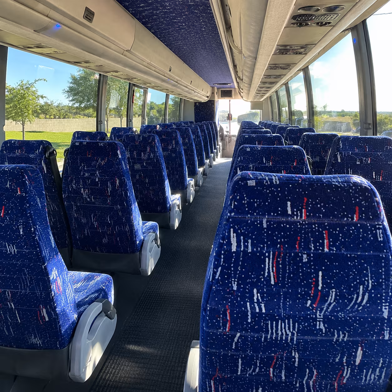 cleveland 56 passenger charter bus inside