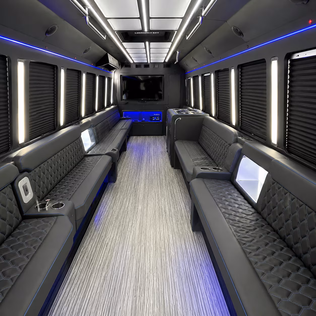 cleveland party bus rental interior